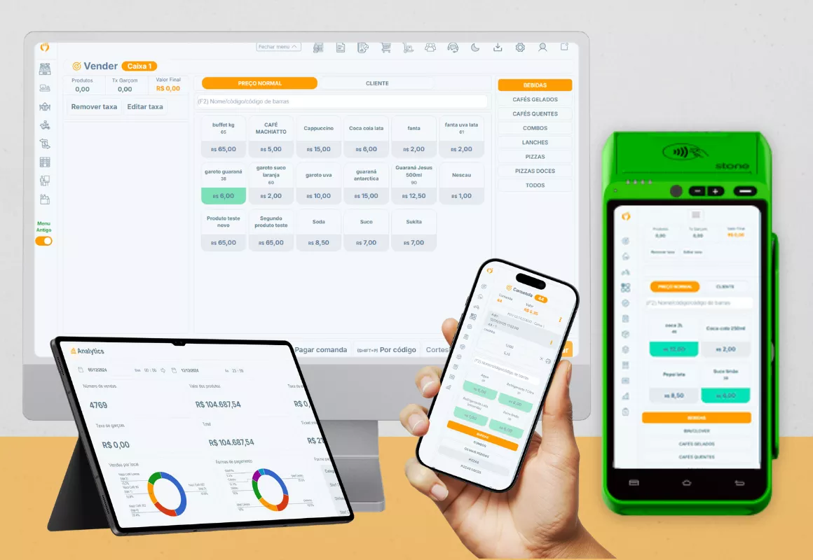 PDV para bares com abertura e fechamento de caixa e maquininhas integradas