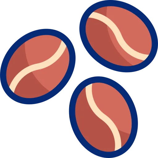 Grãos de café desenhados em estilo vetorial, representando a qualidade e a origem do café, essenciais para uma cafeteria organizada com sistema de controle de estoque.